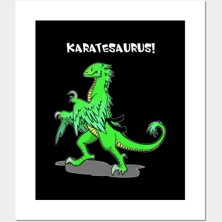 Karatesaurus - green for dark backgrounds Posters and Art